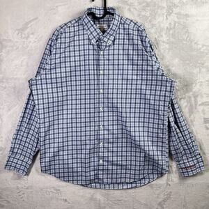 Peter Millar Classic Button Up Shirt Men's XL Blue Plaid Print Cotton Blend